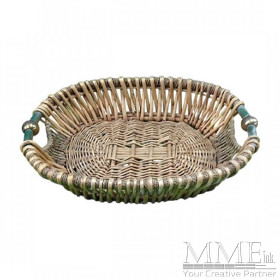 Large Weaved Basket with Metal Handles