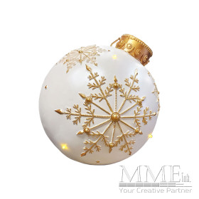Oversized White and Gold Christmas Ornament with Lights