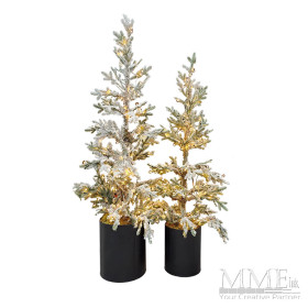 Potted Pre Lit Flocked Trees