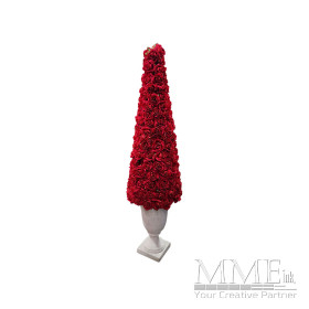 Red Rose Tree in White Planter