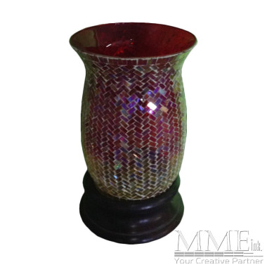 Mosaic Tiled Red and Yellow Candle Holder 