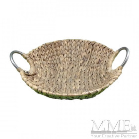 Round Weaved Basket with Metal Handles