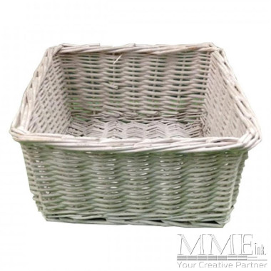 Square White Weaved Basket
