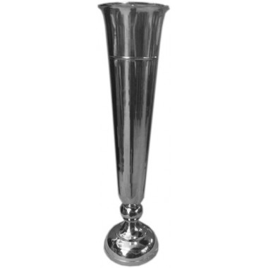 Tall Fluted Silver Vase