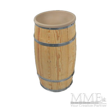 Wood Barrel w/ Flower Holder
